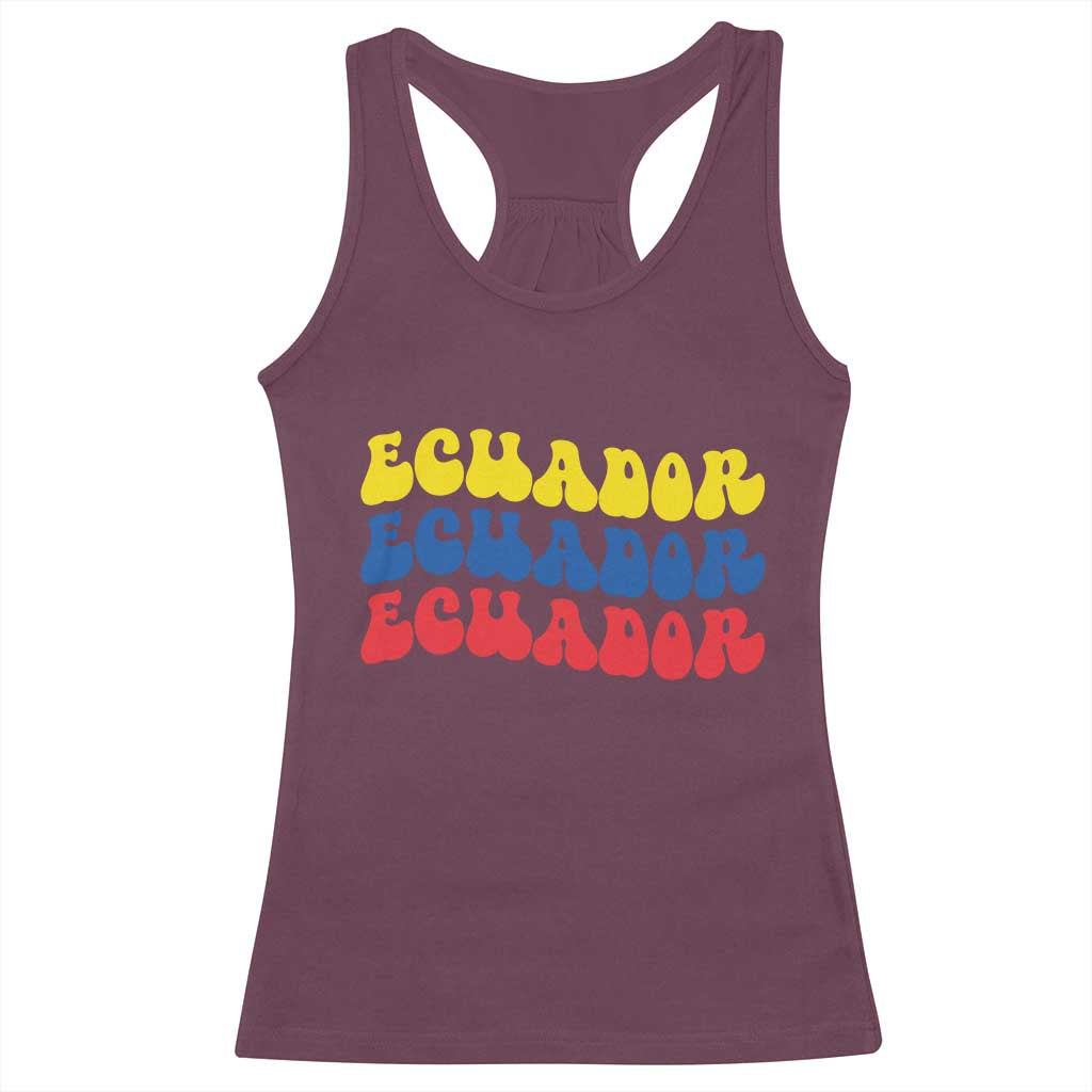 Retro Groovy Ecuador Racerback Tank Top Proud Ecuadorian Heritage TS12 Maroon Print Your Wear