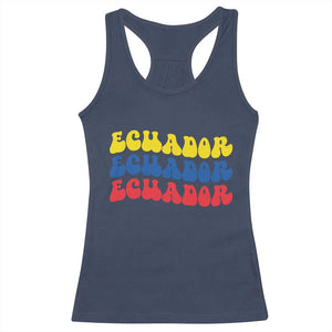 Retro Groovy Ecuador Racerback Tank Top Proud Ecuadorian Heritage TS12 Navy Print Your Wear