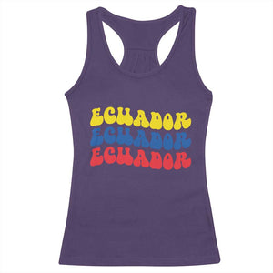 Retro Groovy Ecuador Racerback Tank Top Proud Ecuadorian Heritage TS12 Purple Print Your Wear