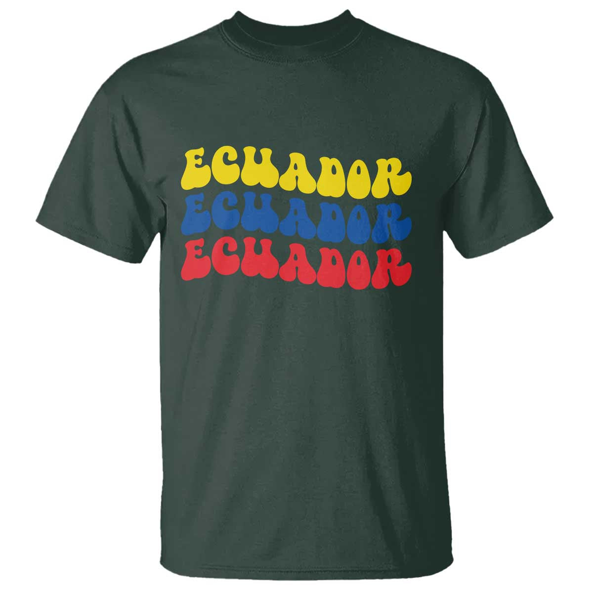 Retro Groovy Ecuador T Shirt Proud Ecuadorian Heritage TS12 Dark Forest Green Print Your Wear