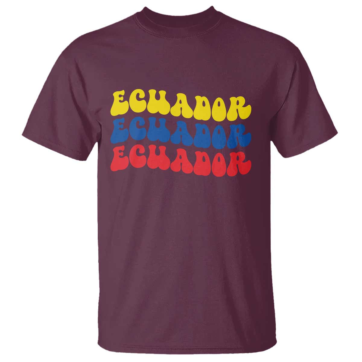 Retro Groovy Ecuador T Shirt Proud Ecuadorian Heritage TS12 Maroon Print Your Wear