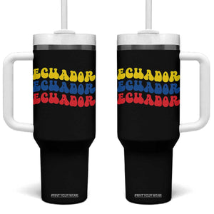 Retro Groovy Ecuador Tumbler With Handle Proud Ecuadorian Heritage TS12 One Size: 40 oz Black Print Your Wear
