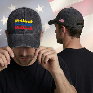 Retro Groovy Ecuador Washed Cotton Baseball Cap Proud Ecuadorian Heritage TS12 Print Your Wear