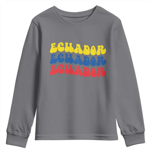 Retro Groovy Ecuador Youth Sweatshirt Proud Ecuadorian Heritage TS12 Charcoal Print Your Wear