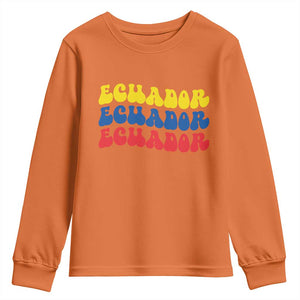 Retro Groovy Ecuador Youth Sweatshirt Proud Ecuadorian Heritage TS12 Orange Print Your Wear