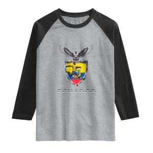Ecuador Soccer Lover Raglan Shirt Proud Ecuadorian Game Day Gift TS12 Heather Gray Black Print Your Wear