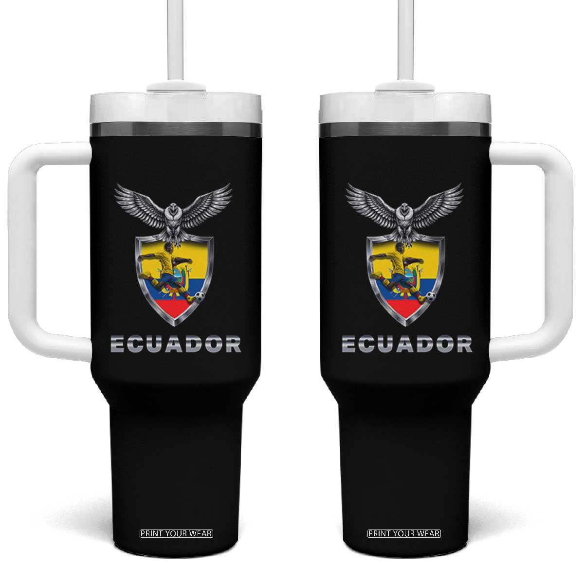 Ecuador Soccer Lover Tumbler With Handle Proud Ecuadorian Game Day Gift TS12 One Size: 40 oz Black Print Your Wear