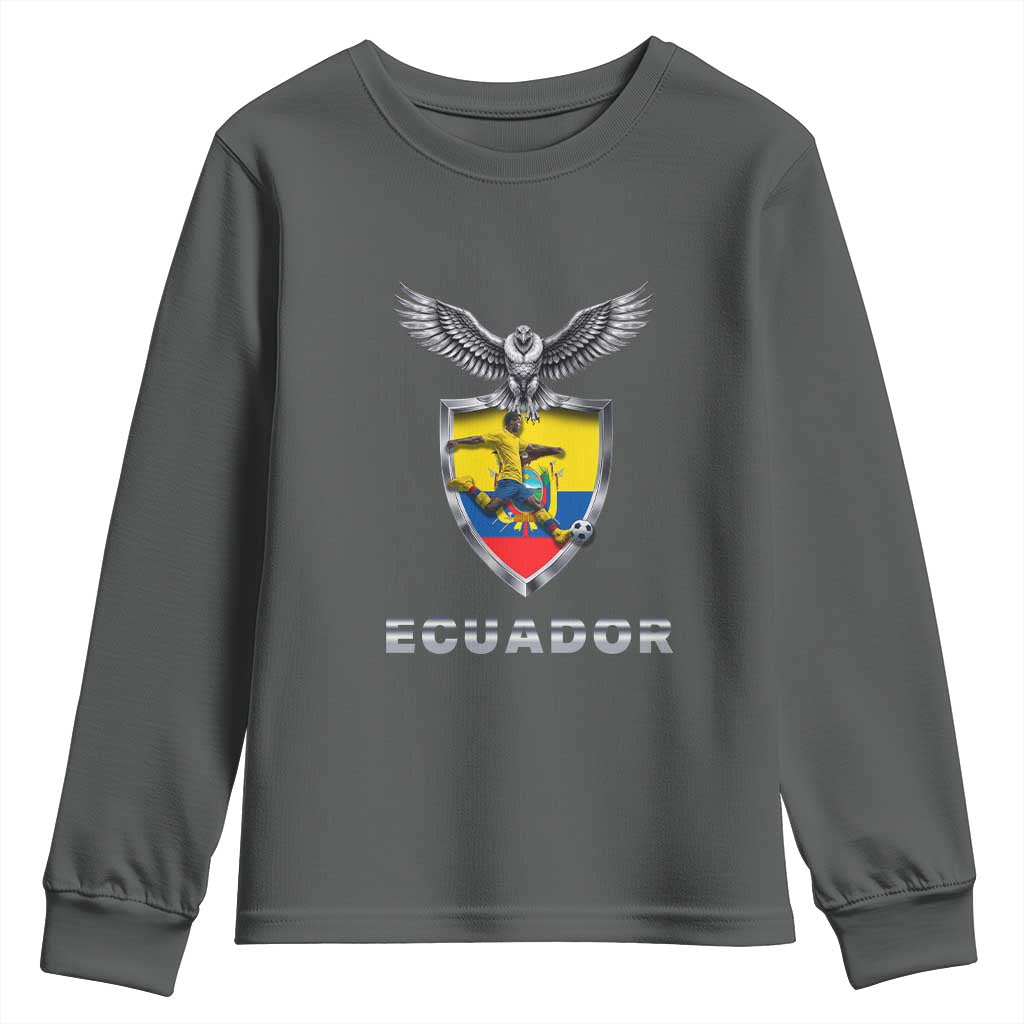 Ecuador Soccer Lover Youth Sweatshirt Proud Ecuadorian Game Day Gift TS12 Dark Heather Print Your Wear