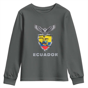 Ecuador Soccer Lover Youth Sweatshirt Proud Ecuadorian Game Day Gift TS12 Dark Heather Print Your Wear