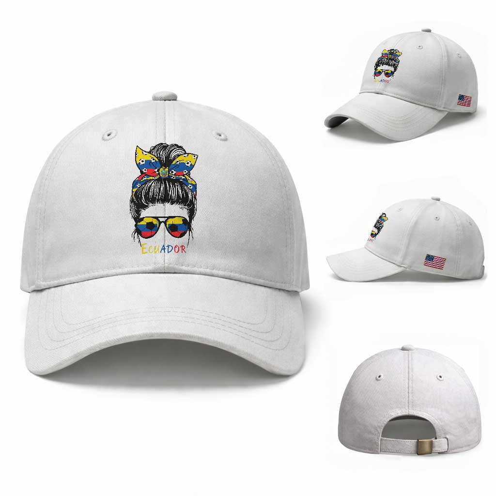 Ecuador Soccer Baseball Cap Chica Ecuatoriana Pride Game Day Gift TS12 Baseball Cap Universal Fit White Print Your Wear