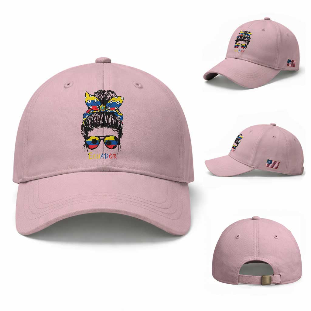 Ecuador Soccer Baseball Cap Chica Ecuatoriana Pride Game Day Gift TS12 Baseball Cap Universal Fit Light Pink Print Your Wear