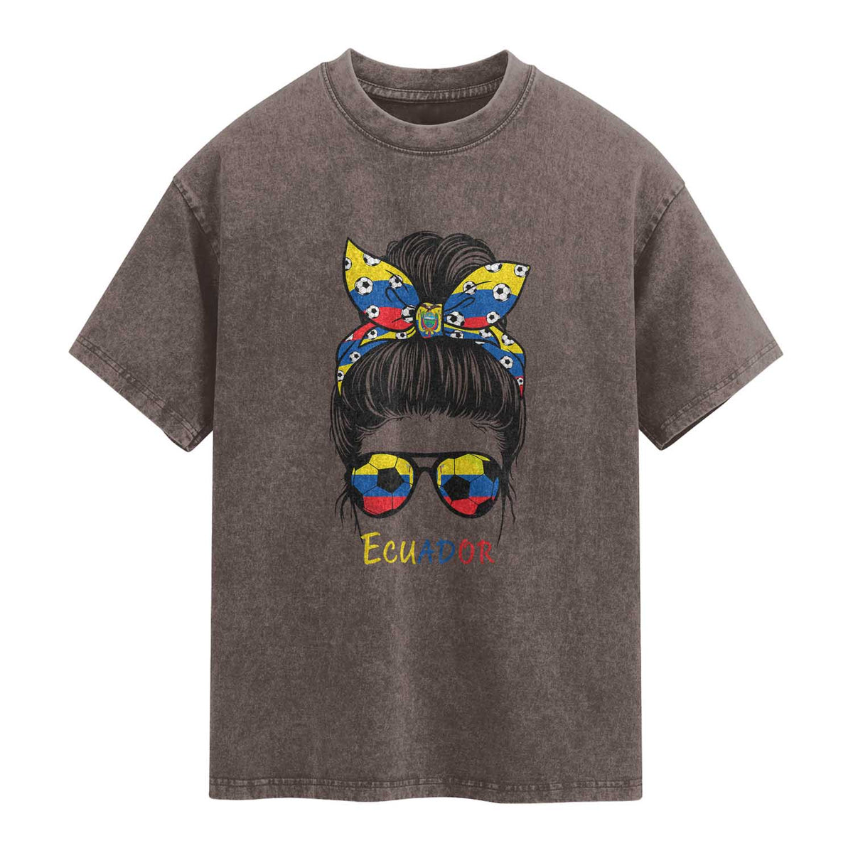 Ecuador Soccer Washed Cotton T-Shirt Chica Ecuatoriana Pride Game Day Gift