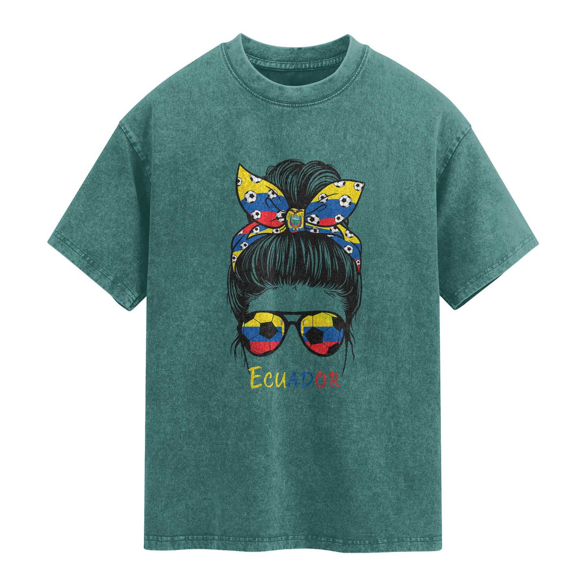 Ecuador Soccer Washed Cotton T-Shirt Chica Ecuatoriana Pride Game Day Gift