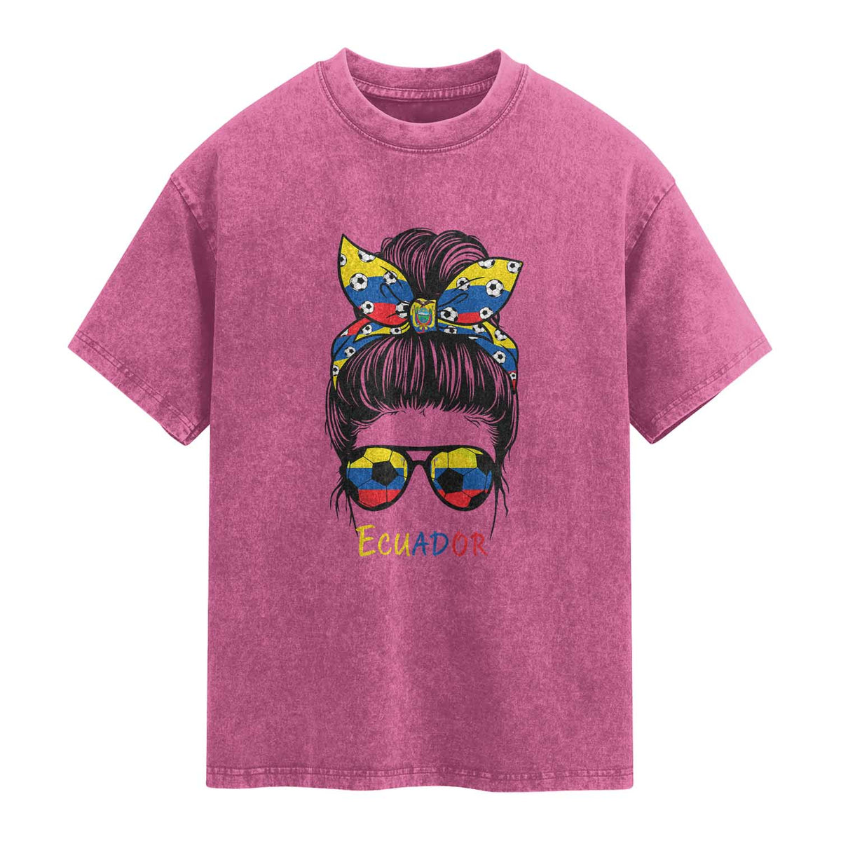 Ecuador Soccer Washed Cotton T-Shirt Chica Ecuatoriana Pride Game Day Gift