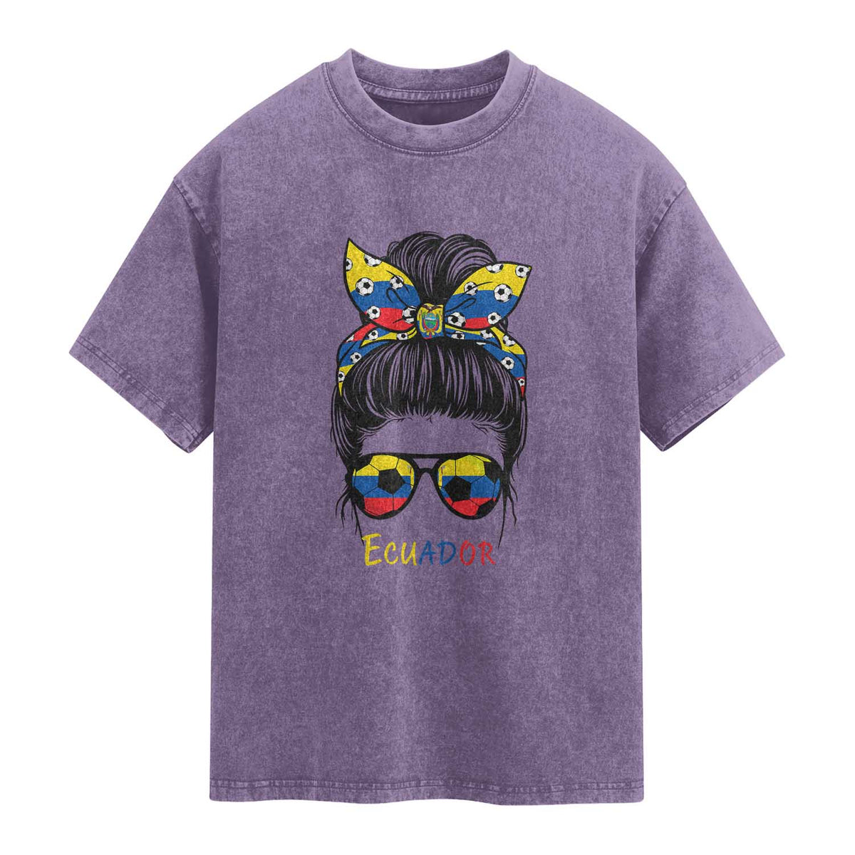 Ecuador Soccer Washed Cotton T-Shirt Chica Ecuatoriana Pride Game Day Gift