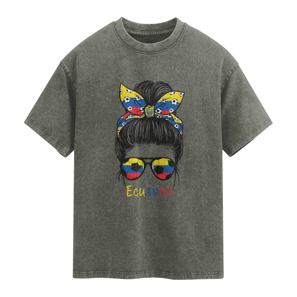 Ecuador Soccer Washed Cotton T-Shirt Chica Ecuatoriana Pride Game Day Gift