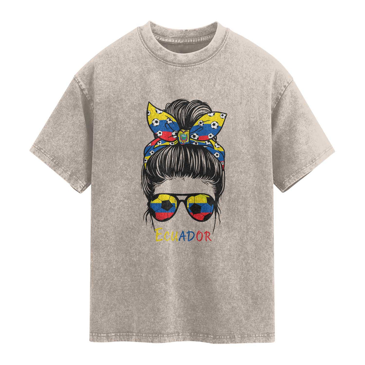 Ecuador Soccer Washed Cotton T-Shirt Chica Ecuatoriana Pride Game Day Gift