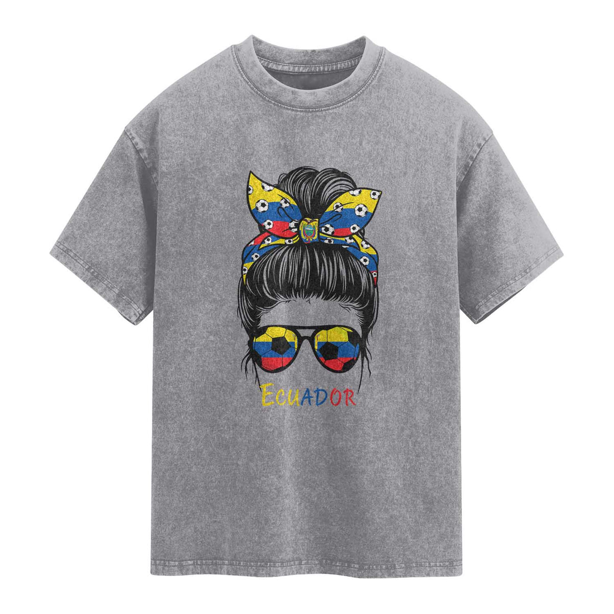 Ecuador Soccer Washed Cotton T-Shirt Chica Ecuatoriana Pride Game Day Gift