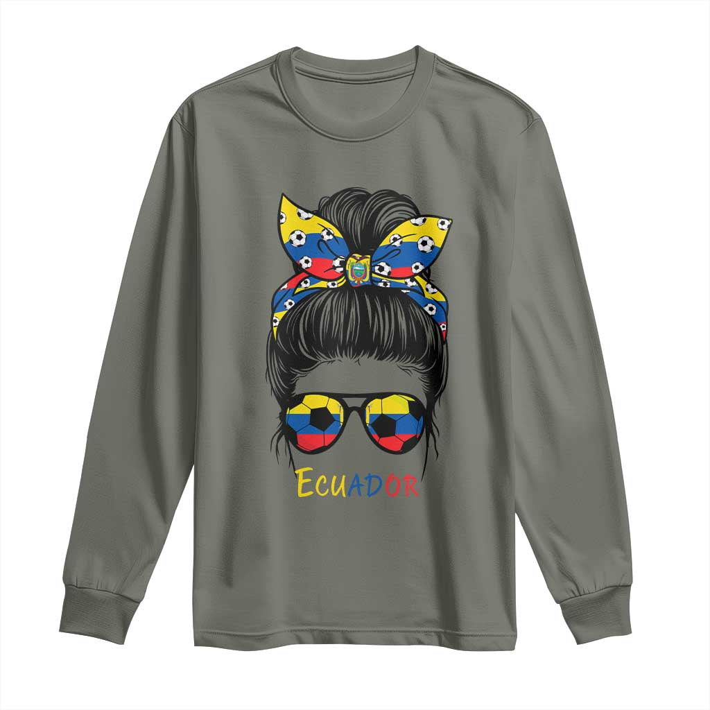 Ecuador Soccer Long Sleeve Shirt Chica Ecuatoriana Pride Game Day Gift TS12 Military Green Print Your Wear