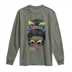 Ecuador Soccer Long Sleeve Shirt Chica Ecuatoriana Pride Game Day Gift TS12 Military Green Print Your Wear