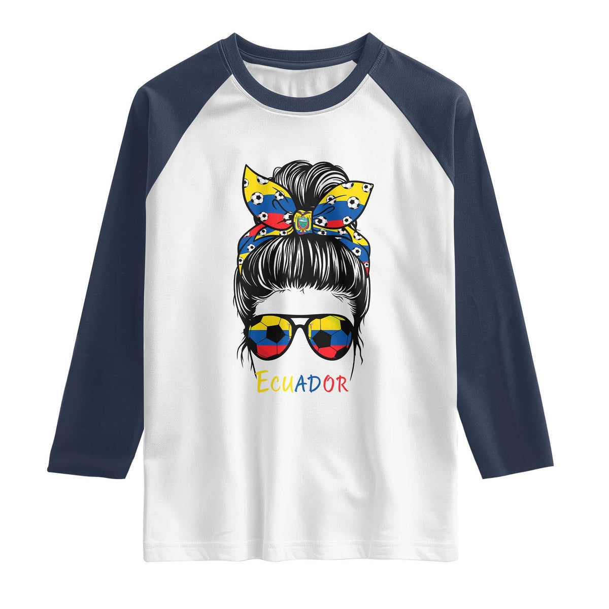 Ecuador Soccer Raglan Shirt Chica Ecuatoriana Pride Game Day Gift TS12 White Navy Print Your Wear