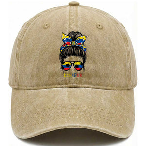 Ecuador Soccer Washed Cotton Baseball Cap Chica Ecuatoriana Pride Game Day Gift TS12 Print Your Wear