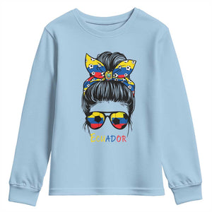 Ecuador Soccer Youth Sweatshirt Chica Ecuatoriana Pride Game Day Gift TS12 Light Blue Print Your Wear