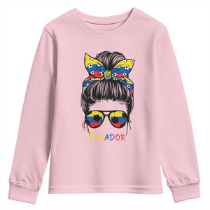 Ecuador Soccer Youth Sweatshirt Chica Ecuatoriana Pride Game Day Gift TS12 Light Pink Print Your Wear