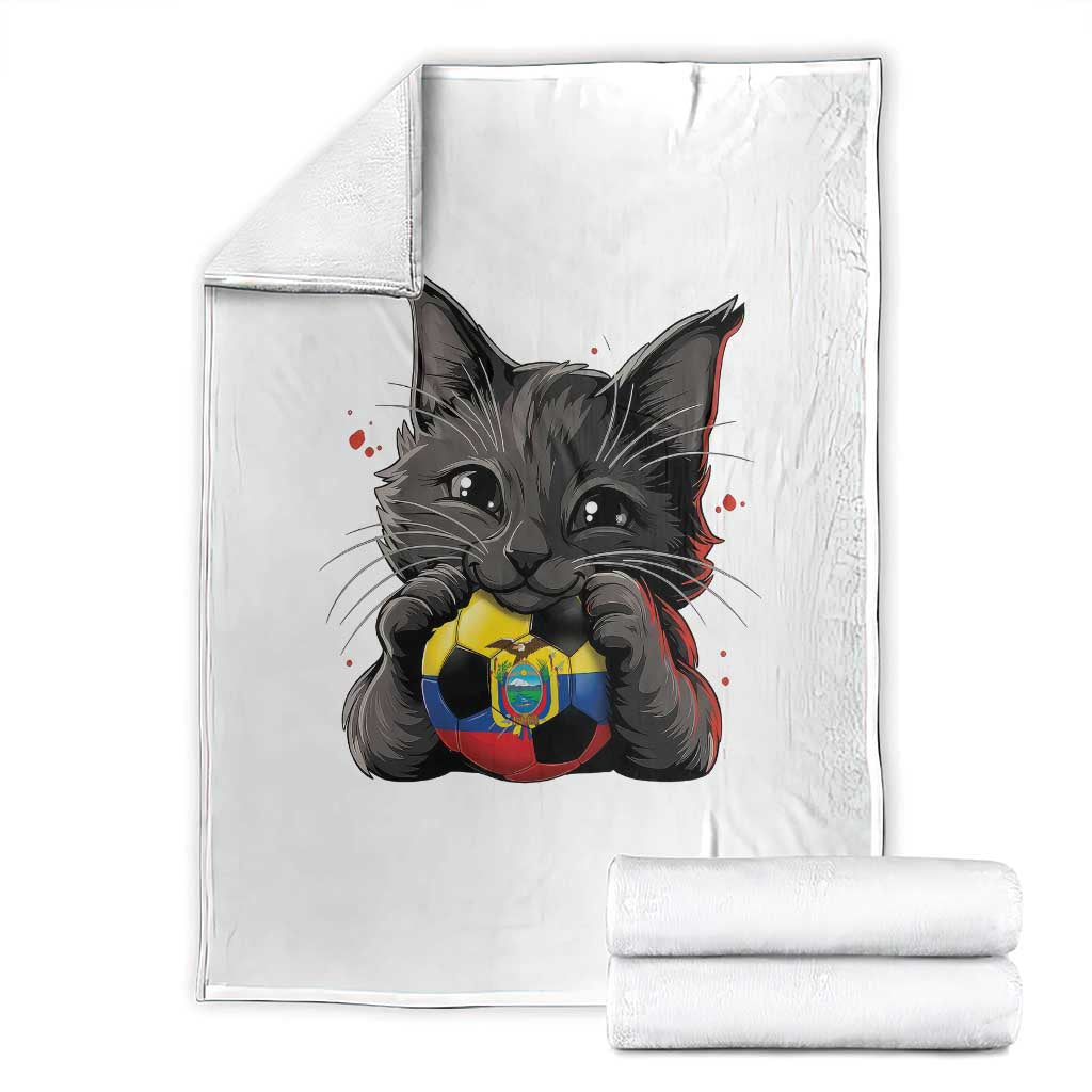Ecuador Black Cat Soccer Game Day Throw Blanket Cat Lover Gift TS12 White Print Your Wear