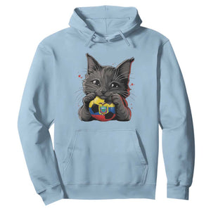 Ecuador Black Cat Soccer Game Day Hoodie Cat Lover Gift TS12 Light Blue Print Your Wear