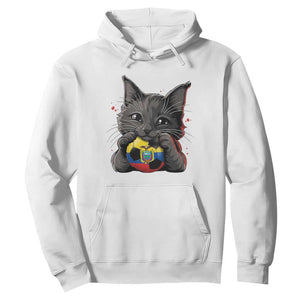 Ecuador Black Cat Soccer Game Day Hoodie Cat Lover Gift TS12 White Print Your Wear