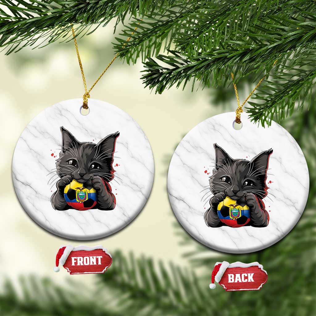 Ecuador Black Cat Soccer Game Day Ceramic Ornament Cat Lover Gift TS12 1pc White Marble Print Your Wear