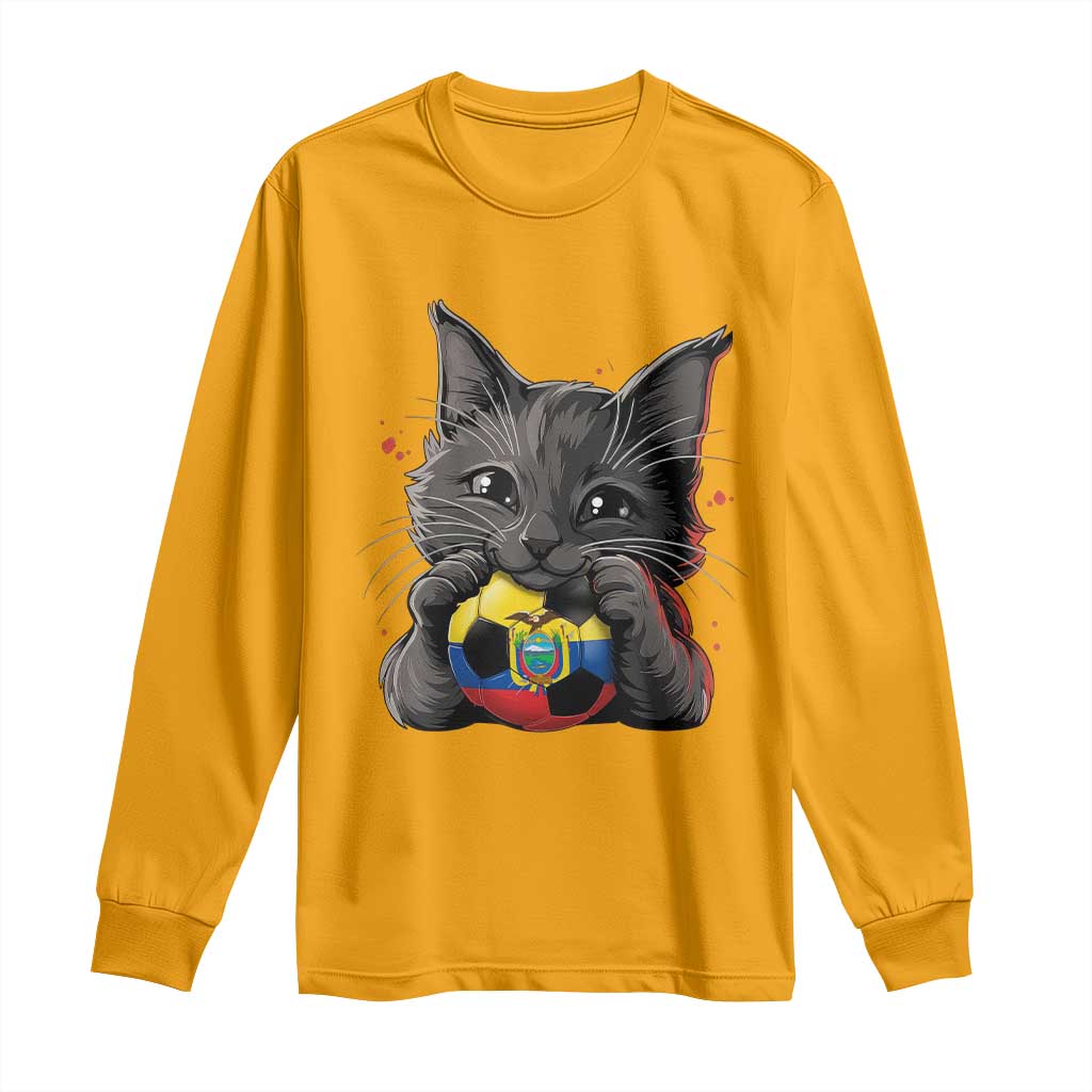 Ecuador Black Cat Soccer Game Day Long Sleeve Shirt Cat Lover Gift TS12 Gold Print Your Wear