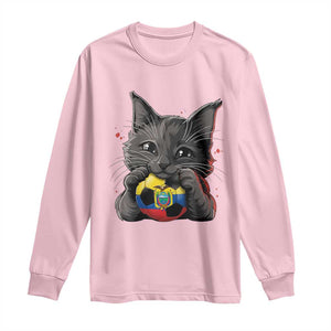 Ecuador Black Cat Soccer Game Day Long Sleeve Shirt Cat Lover Gift TS12 Light Pink Print Your Wear