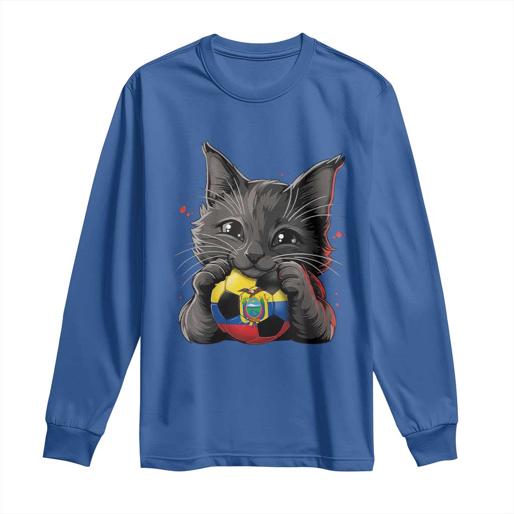 Ecuador Black Cat Soccer Game Day Long Sleeve Shirt Cat Lover Gift TS12 Royal Blue Print Your Wear