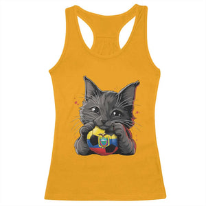 Ecuador Black Cat Soccer Game Day Racerback Tank Top Cat Lover Gift TS12 Gold Print Your Wear