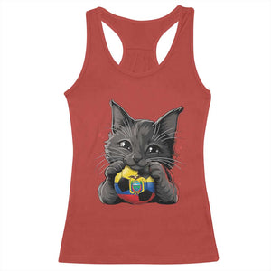 Ecuador Black Cat Soccer Game Day Racerback Tank Top Cat Lover Gift TS12 Red Print Your Wear