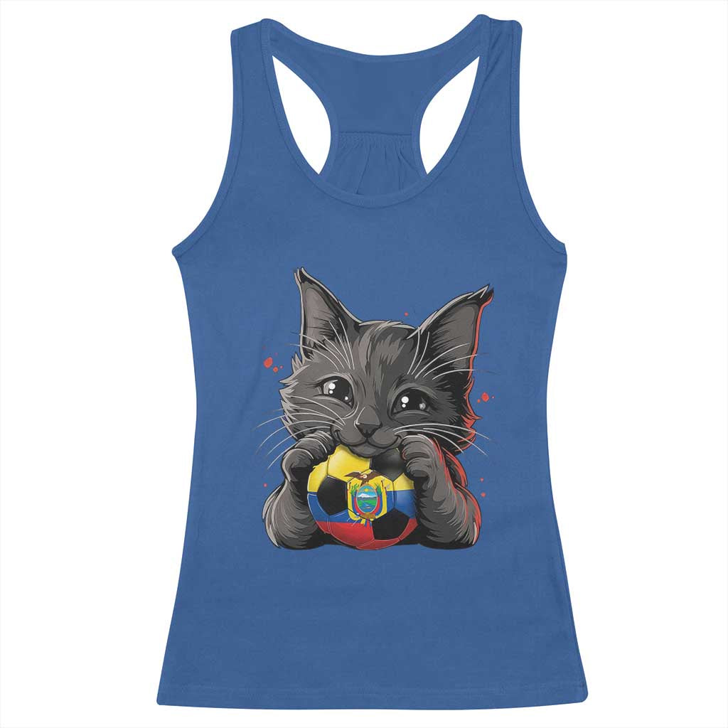 Ecuador Black Cat Soccer Game Day Racerback Tank Top Cat Lover Gift TS12 Royal Blue Print Your Wear