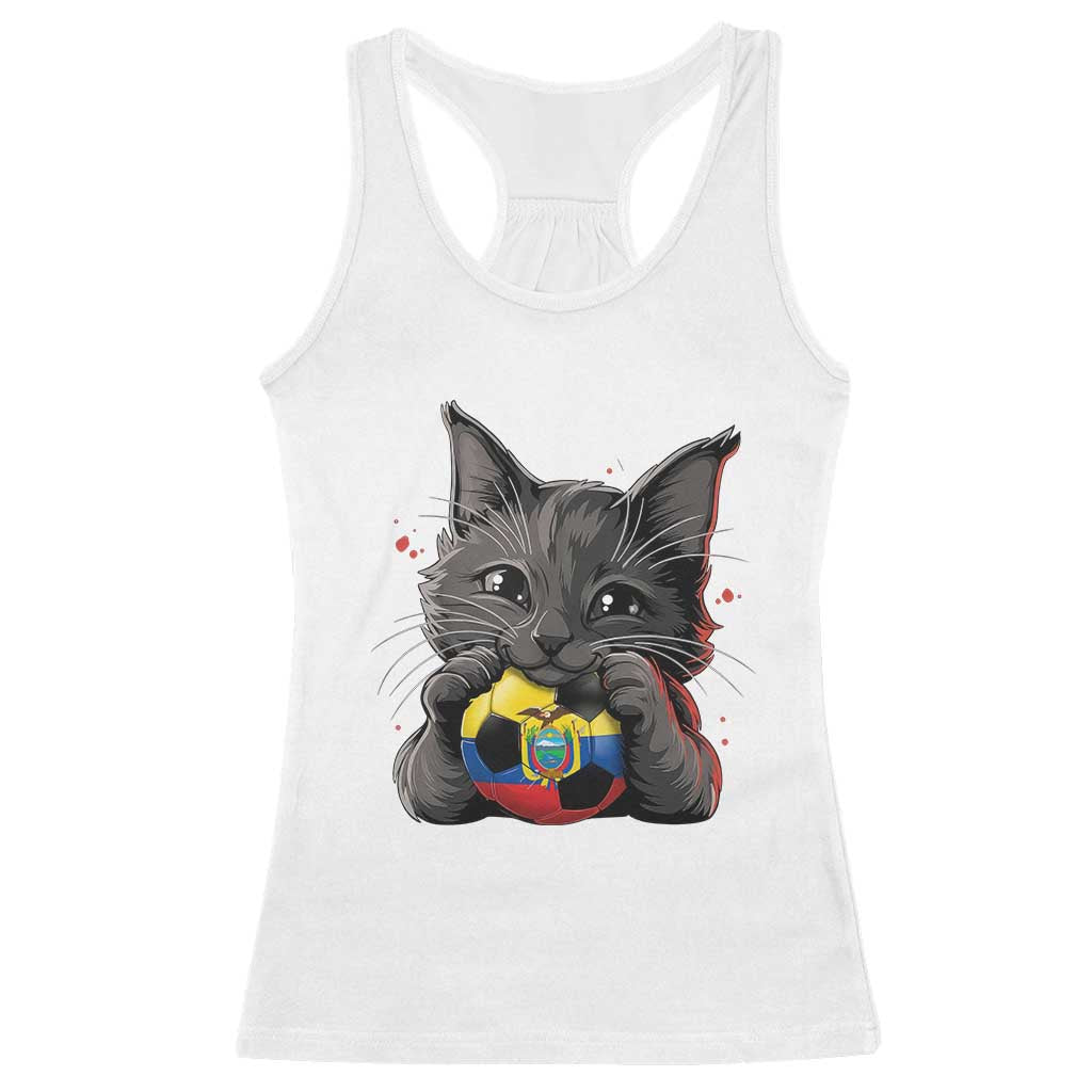 Ecuador Black Cat Soccer Game Day Racerback Tank Top Cat Lover Gift TS12 White Print Your Wear
