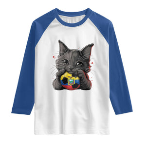 Ecuador Black Cat Soccer Game Day Raglan Shirt Cat Lover Gift TS12 White Royal Print Your Wear