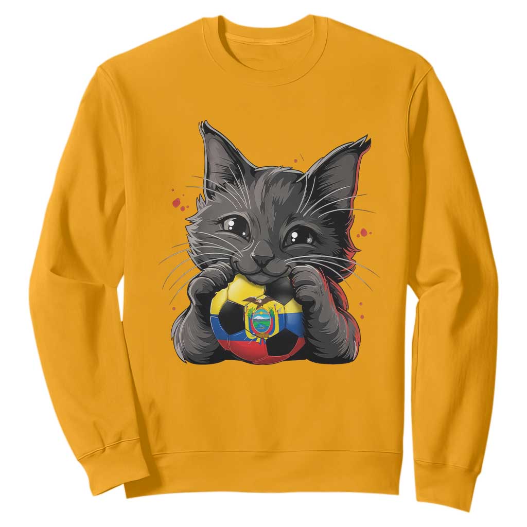 Ecuador Black Cat Soccer Game Day Sweatshirt Cat Lover Gift TS12 Gold Print Your Wear