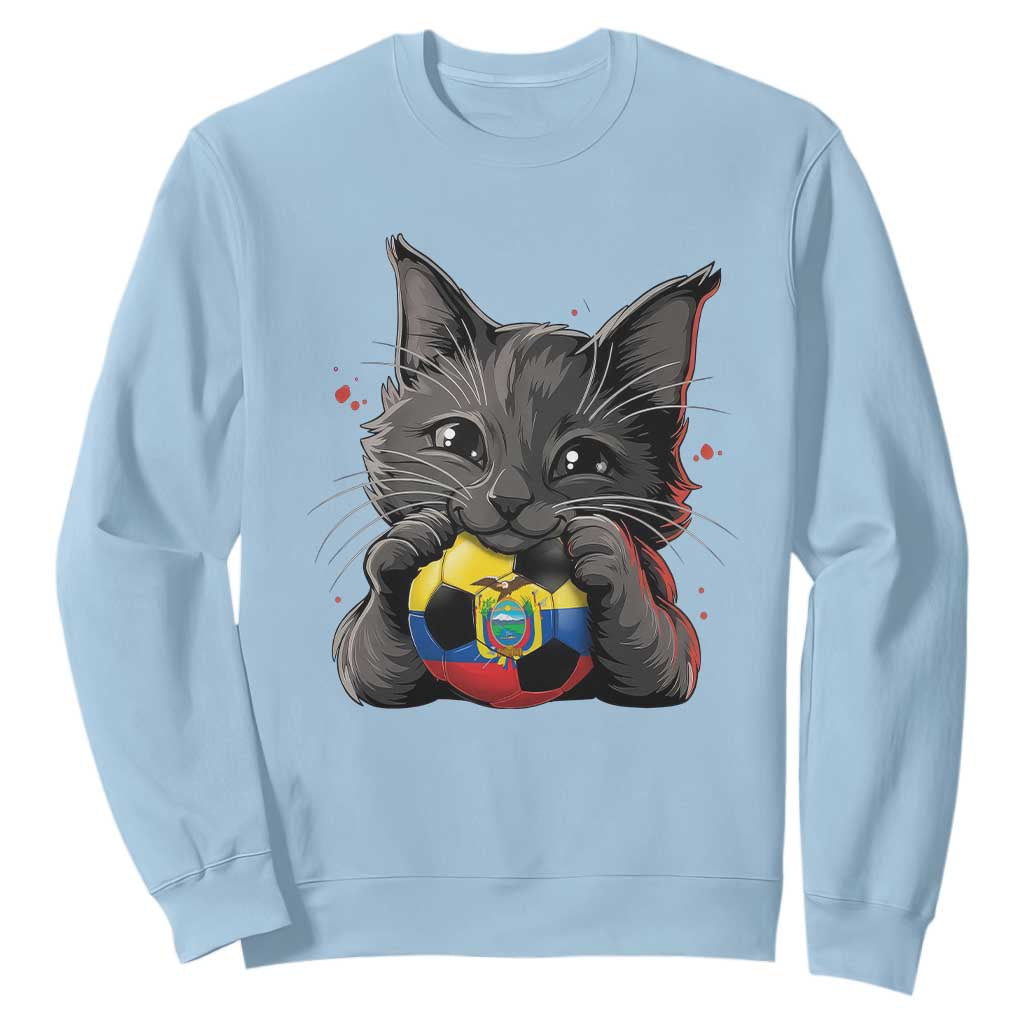 Ecuador Black Cat Soccer Game Day Sweatshirt Cat Lover Gift TS12 Light Blue Print Your Wear