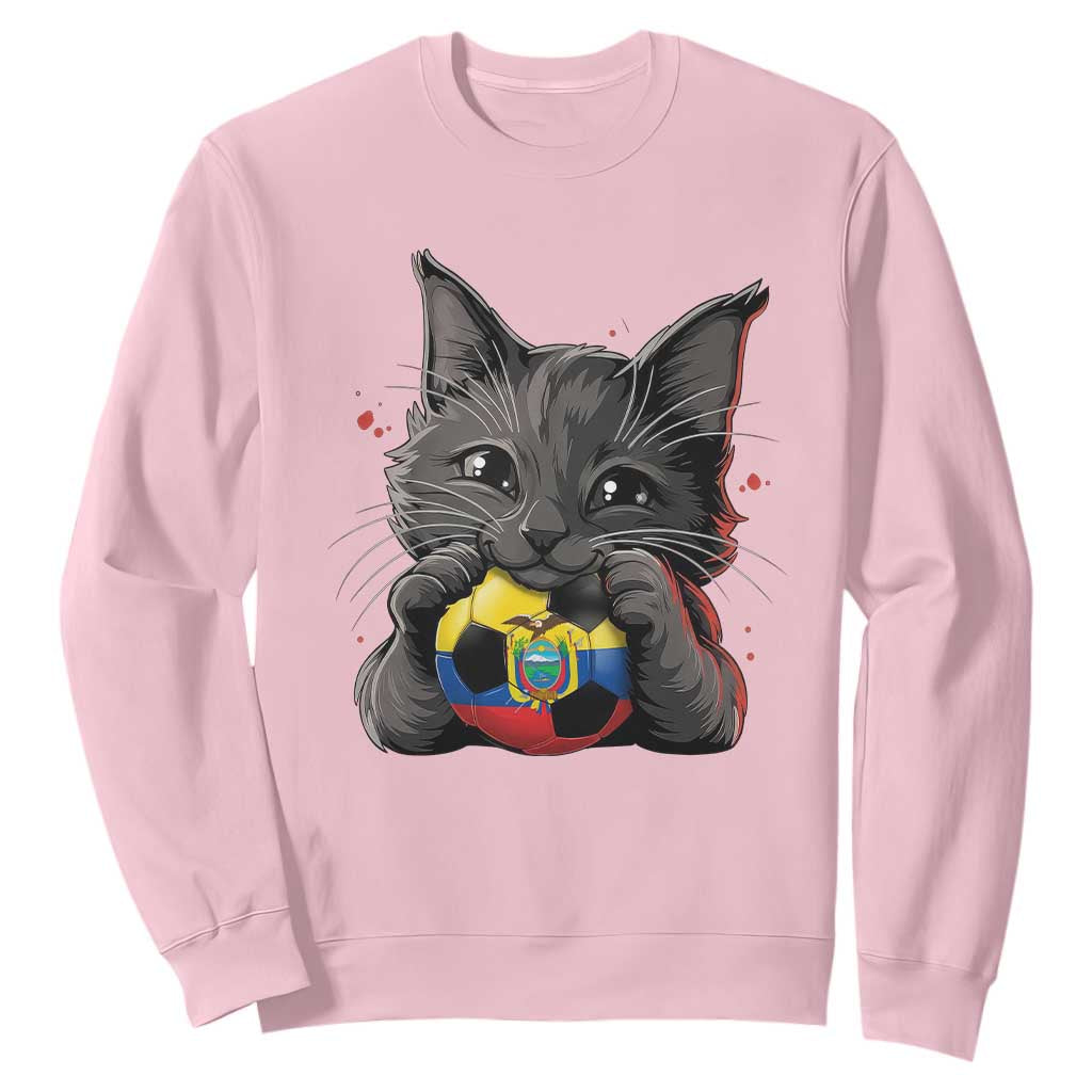 Ecuador Black Cat Soccer Game Day Sweatshirt Cat Lover Gift TS12 Light Pink Print Your Wear
