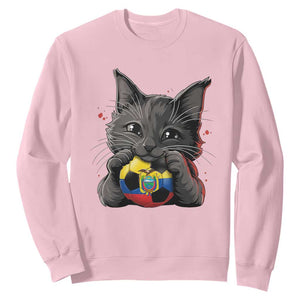 Ecuador Black Cat Soccer Game Day Sweatshirt Cat Lover Gift TS12 Light Pink Print Your Wear