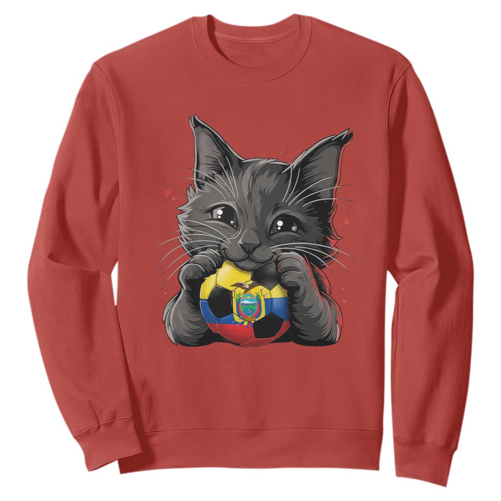 Ecuador Black Cat Soccer Game Day Sweatshirt Cat Lover Gift TS12 Red Print Your Wear