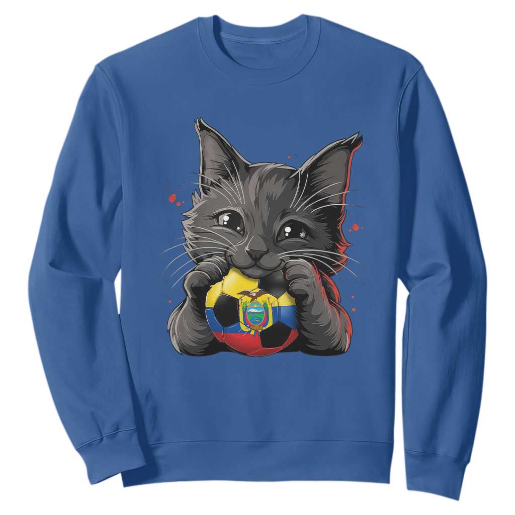 Ecuador Black Cat Soccer Game Day Sweatshirt Cat Lover Gift TS12 Royal Blue Print Your Wear