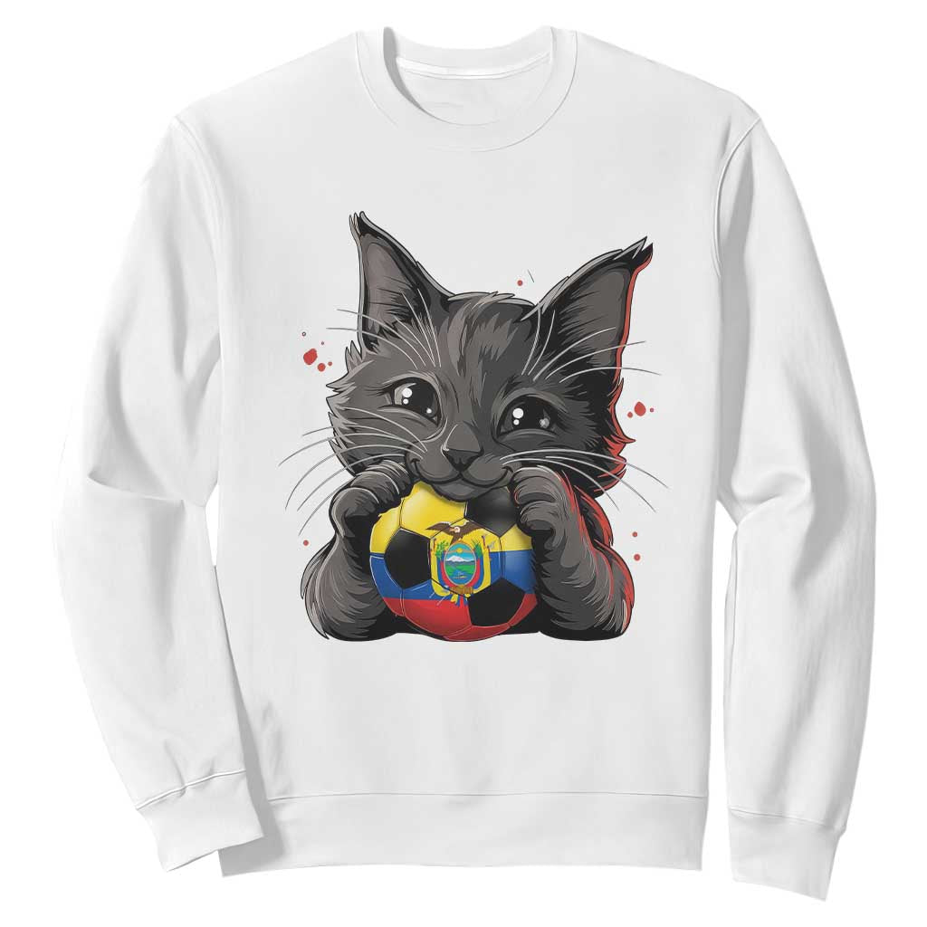 Ecuador Black Cat Soccer Game Day Sweatshirt Cat Lover Gift TS12 White Print Your Wear