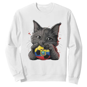 Ecuador Black Cat Soccer Game Day Sweatshirt Cat Lover Gift TS12 White Print Your Wear