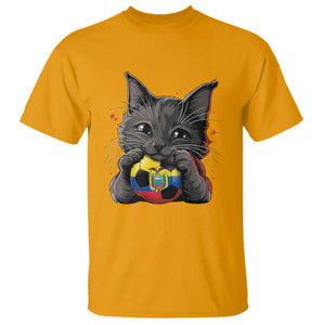 Ecuador Black Cat Soccer Game Day T Shirt Cat Lover Gift TS12 Gold Print Your Wear