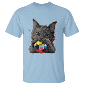 Ecuador Black Cat Soccer Game Day T Shirt Cat Lover Gift TS12 Light Blue Print Your Wear
